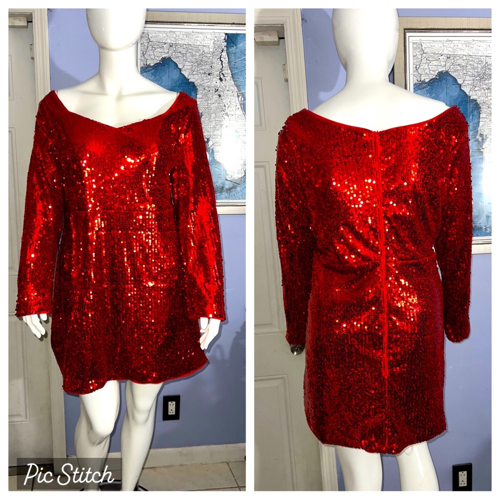 PLUS NWOT Sexy Red Sequin Dress Valentine's